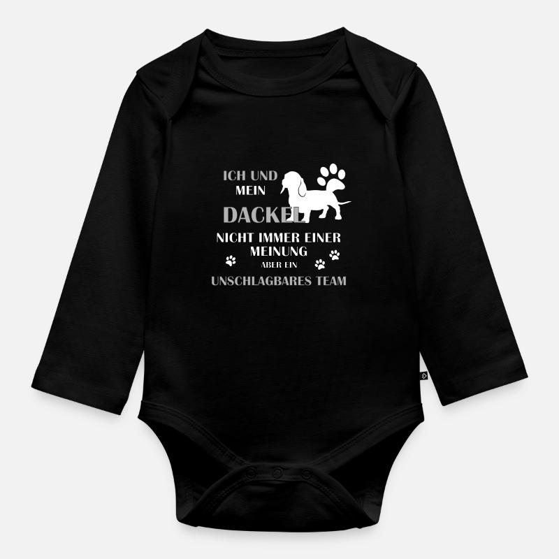 Dackel - Baby Bio-Langarm-Body - Schwarz