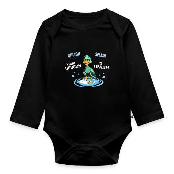 Ente lustiger Spruch - Baby Bio-Langarm-Body - Schwarz - Vorne