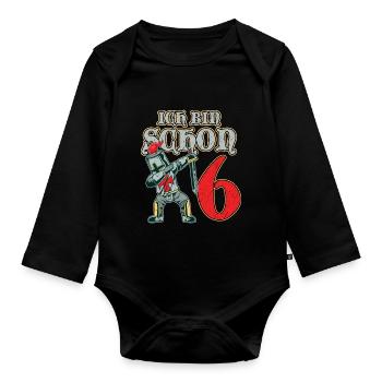 Ritter Geburtstag ich bin schon 6 Geburtstagsshirt - Baby Bio-Langarm-Body - Schwarz - Vorne