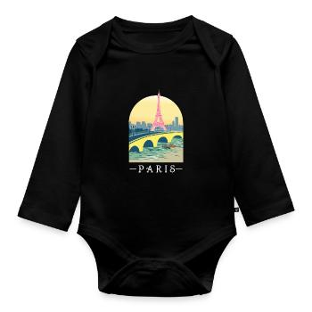 Paris Frankreich Eiffelturm Turm Stadt Reisen Sein - Baby Bio-Langarm-Body - Schwarz - Vorne