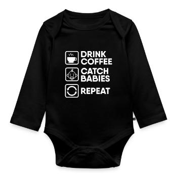 Midwife obstetrician - Organic Longsleeve Baby Bodysuit - black - Front
