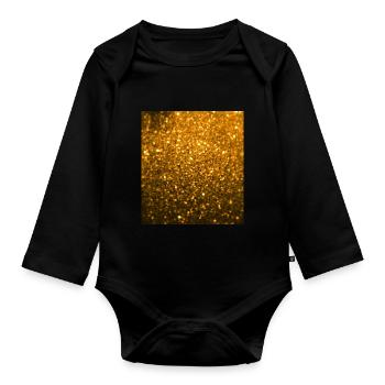 Sparkling Golden Glitter - Organic Longsleeve Baby Bodysuit - black - Front