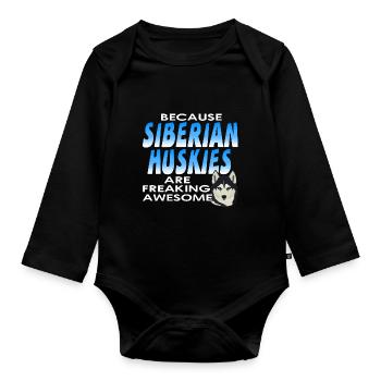 Sibirischer Husky - Baby Bio-Langarm-Body - Schwarz - Vorne