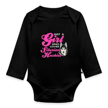 Sibirischer Husky - Baby Bio-Langarm-Body - Schwarz - Vorne