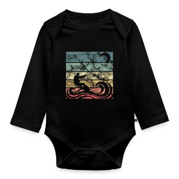 Retro Kitesurf - Body Bébé bio manches longues - noir - Devant