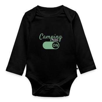 Camping Mode On - Baby Bio-Langarm-Body - Schwarz - Vorne