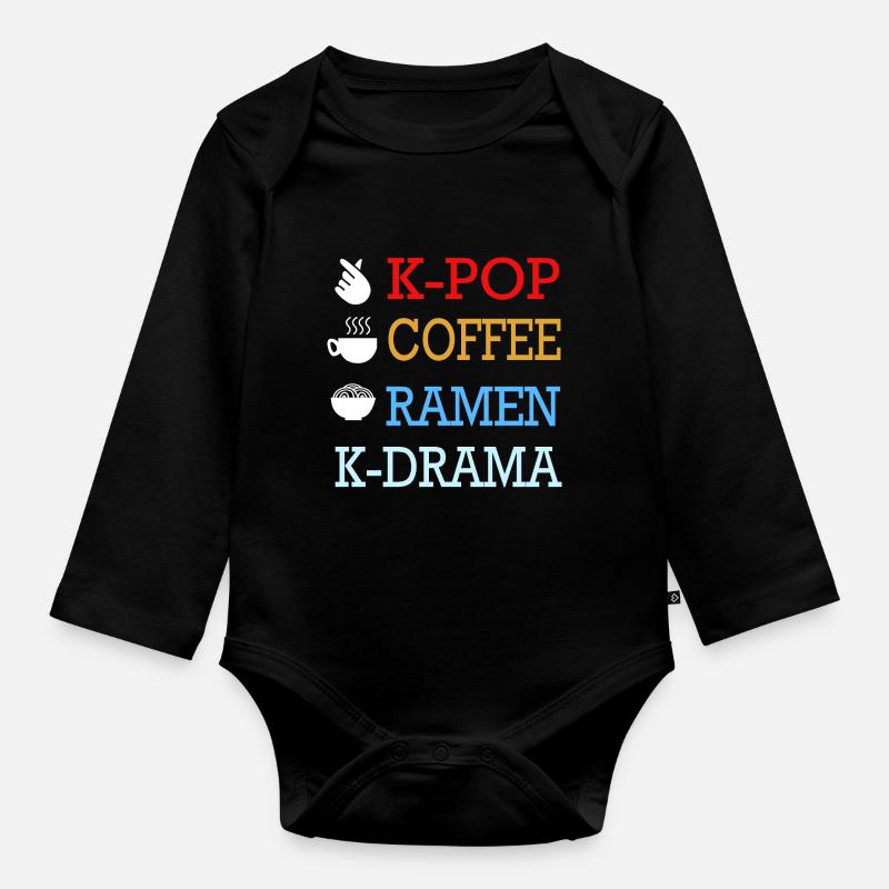 K-Pop Café Korea Pop Kdrama Kpop Corée - Body Bébé bio manches longues - noir