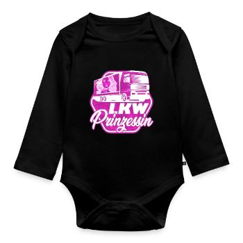 LKW Prinzessin Truck LKW Fahrerin - Baby Bio-Langarm-Body - Schwarz - Vorne