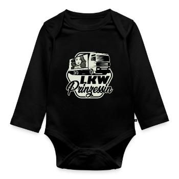 LKW Prinzessin Truck LKW Fahrerin - Baby Bio-Langarm-Body - Schwarz - Vorne