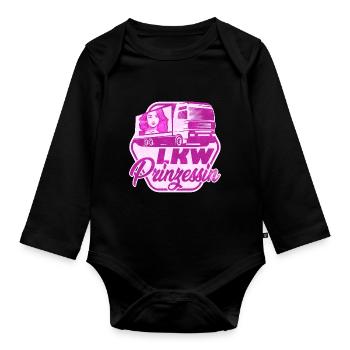 LKW Prinzessin Truck LKW Fahrerin - Baby Bio-Langarm-Body - Schwarz - Vorne
