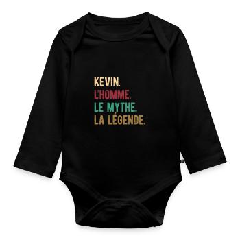 KEVIN L'HOMME LE MYTHE LA LÉGENDE - Body Bébé bio manches longues - noir - Devant