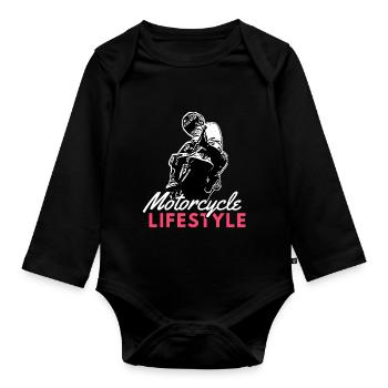 Motorcycle Lifestyle / Moto / moto biker - Body Bébé bio manches longues - noir - Devant