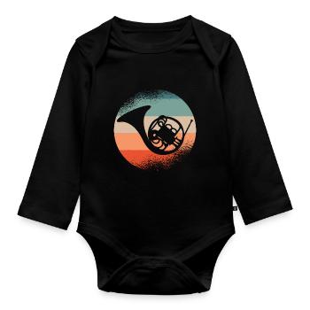 French Horn Horn player - Organic Longsleeve Baby Bodysuit - black - Front