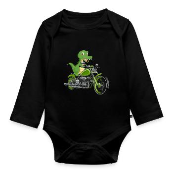 Crocodile Motorcycle Bike Alligator Biker - Organic Longsleeve Baby Bodysuit - black - Front