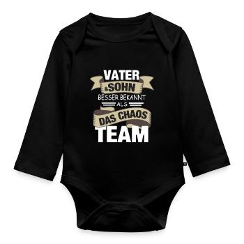 Vater und Sohn - Baby Bio-Langarm-Body - Schwarz - Vorne