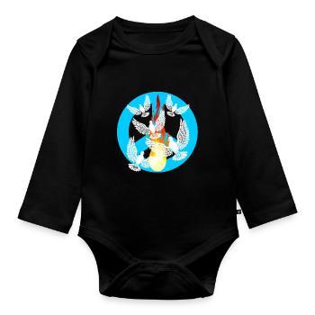 Peace Doves of Peace World Peace Peace Movement - Organic Longsleeve Baby Bodysuit - black - Front