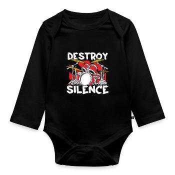 Schlagzeug Schlagzeuger Drumsticks - Baby Bio-Langarm-Body - Schwarz - Vorne