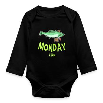 Monday Again - Monday Again T-shirt avec poisson - Body Bébé bio manches longues - noir - Devant