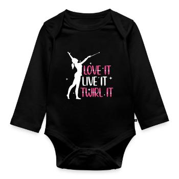 Rod turning sayings | Dancing Dancer Hobby Gift - Organic Longsleeve Baby Bodysuit - black - Front
