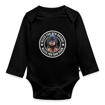 Dackel - Dachshund - Alles für den Dackel - Baby Bio-Langarm-Body - Schwarz - Vorne