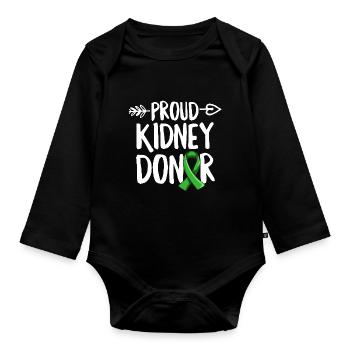 Fier témoignage d’un donneur de rein pour un donneur de rein - Body Bébé bio manches longues - noir - Devant