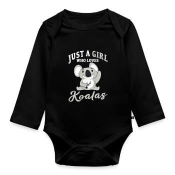 juste une fille qui aime les koalas. Koala. Fluffel - Body Bébé bio manches longues - noir - Devant