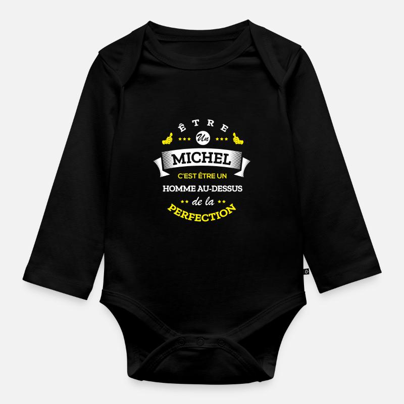 MICHEL PARFAIT - NOM MICHEL - Body Bébé bio manches longues - noir