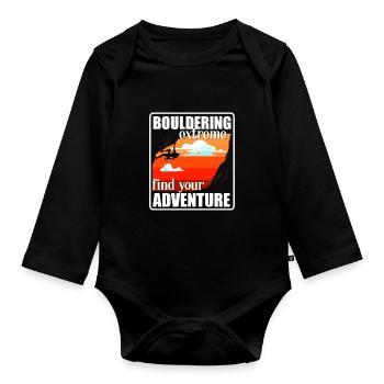 Escalade de bloc Boulderer Sport - Body Bébé bio manches longues - noir - Devant