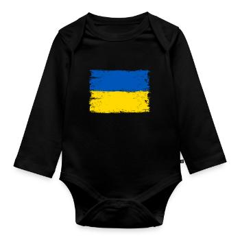 Ukraine Flagge für stolze Deutsch-Ukrainer - Baby Bio-Langarm-Body - Schwarz - Vorne