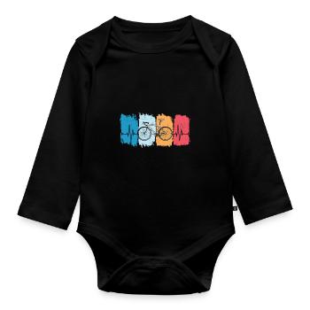 Cycling Bike Heartbeat Design - Organic Longsleeve Baby Bodysuit - black - Front
