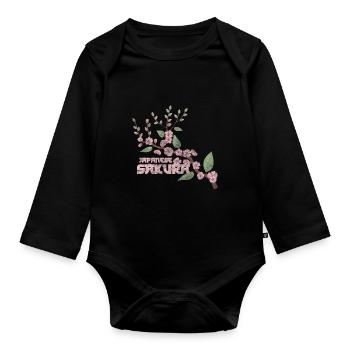 Cherry Blossom Blossom Colorful - Organic Longsleeve Baby Bodysuit - black - Front