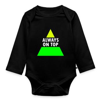 Always on top (geteiltes Dreieck) - Baby Bio-Langarm-Body - Schwarz - Vorne