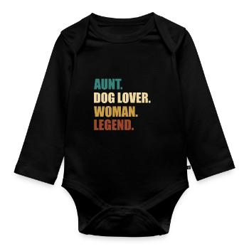 Légende de tante de chien - Body Bébé bio manches longues - noir - Devant