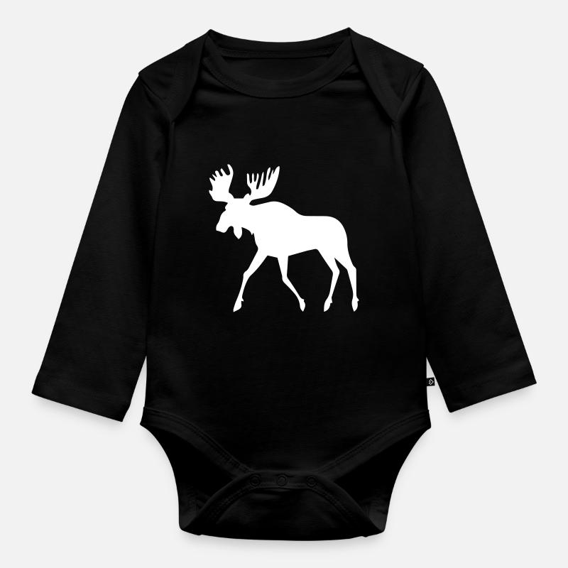 elk - Organic Longsleeve Baby Bodysuit - black