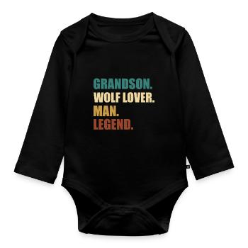 Wolf Grandson Legend - Organic Longsleeve Baby Bodysuit - black - Front