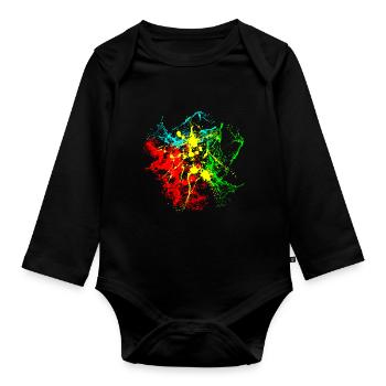 Paint splashes - Organic Longsleeve Baby Bodysuit - black - Front