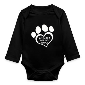 Les animaux sont mon genre de personnes - Body Bébé bio manches longues - noir - Devant
