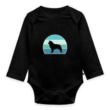 Berger Belge Groenendael Chien Silhouette Vintag - Body Bébé bio manches longues - noir - Devant