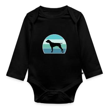 German Shorthaired Pointer Dog Silhouette Vintage - Organic Longsleeve Baby Bodysuit - black - Front