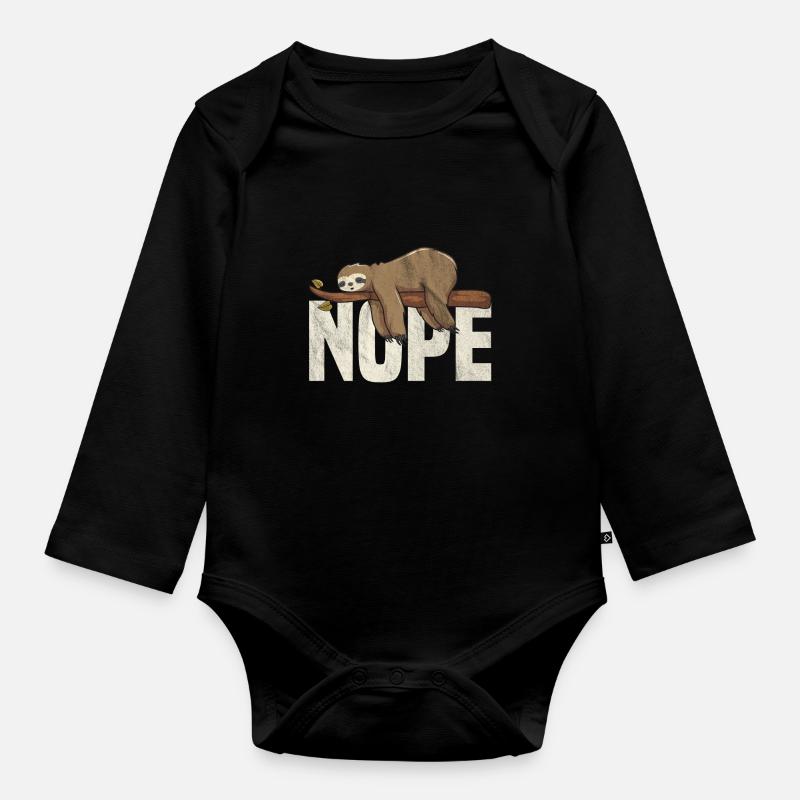 Faultier Nein - Baby Bio-Langarm-Body - Schwarz