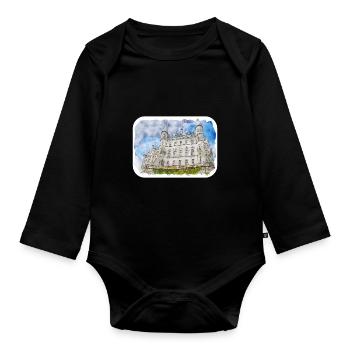 Scotland UK Watercolor Sketch Drawn Illustration - Organic Longsleeve Baby Bodysuit - black - Front