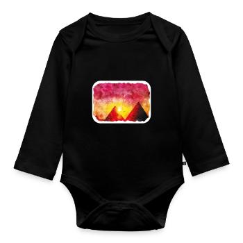 Cairo Egypt Watercolor Sketch Drawn Illustration - Organic Longsleeve Baby Bodysuit - black - Front