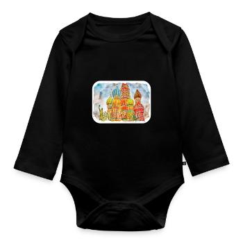 Moscou Russie Aquarelle Esquisse Dessinée Peinture - Body Bébé bio manches longues - noir - Devant