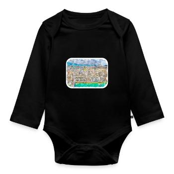 Zurich Suisse Aquarelle Esquisse Dessinée Paintin - Body Bébé bio manches longues - noir - Devant