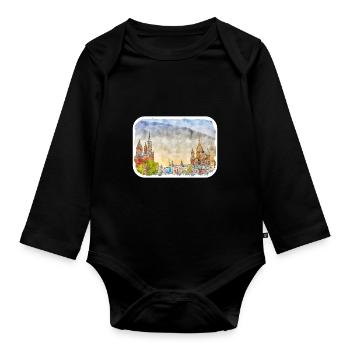 Moscou Russie Aquarelle Sketch Illustration - Body Bébé bio manches longues - noir - Devant