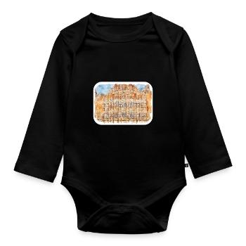 Jaipur Indien Aquarell Skizze Gezeichnetes Gemälde - Baby Bio-Langarm-Body - Schwarz - Vorne
