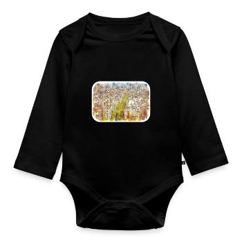 Spain Watercolor Sketch Hand Drawn Illustration - Organic Longsleeve Baby Bodysuit - black - Front