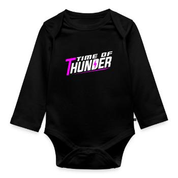 PINK POWER - Organic Longsleeve Baby Bodysuit - black - Front
