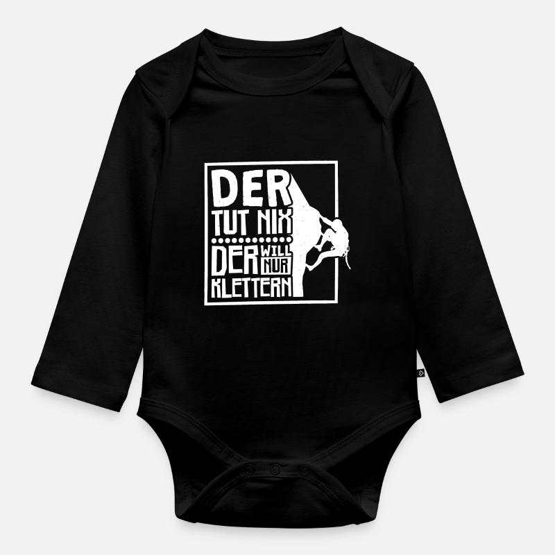 Berg Klettern Bergsteigen Kletterer - Baby Bio-Langarm-Body - Schwarz
