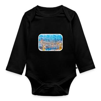 Budapest Ungarn Aquarell Skizze Illustration - Baby Bio-Langarm-Body - Schwarz - Vorne